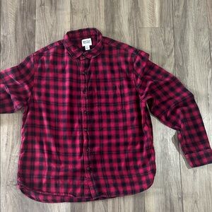 Classic Red and Black Plaid Button Down Shirt